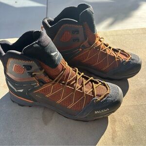 Salewa MTN Trainer GTX Men Hiking Boots Size 12 Black Lace Up Mid Top READ